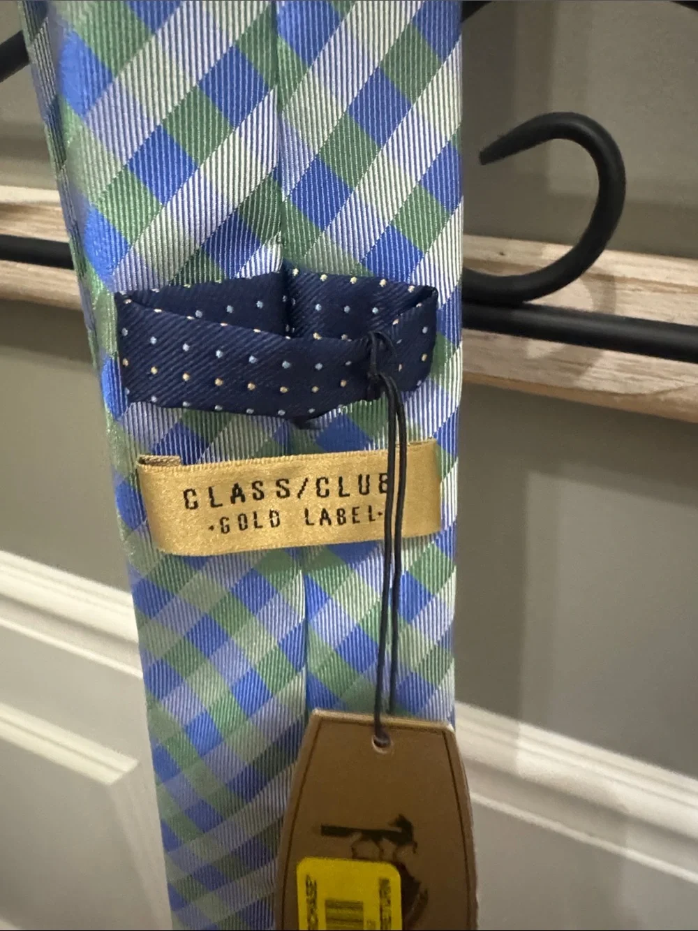 Class Club  Gold Label Blue and Green Plaid Necktie silk nwt